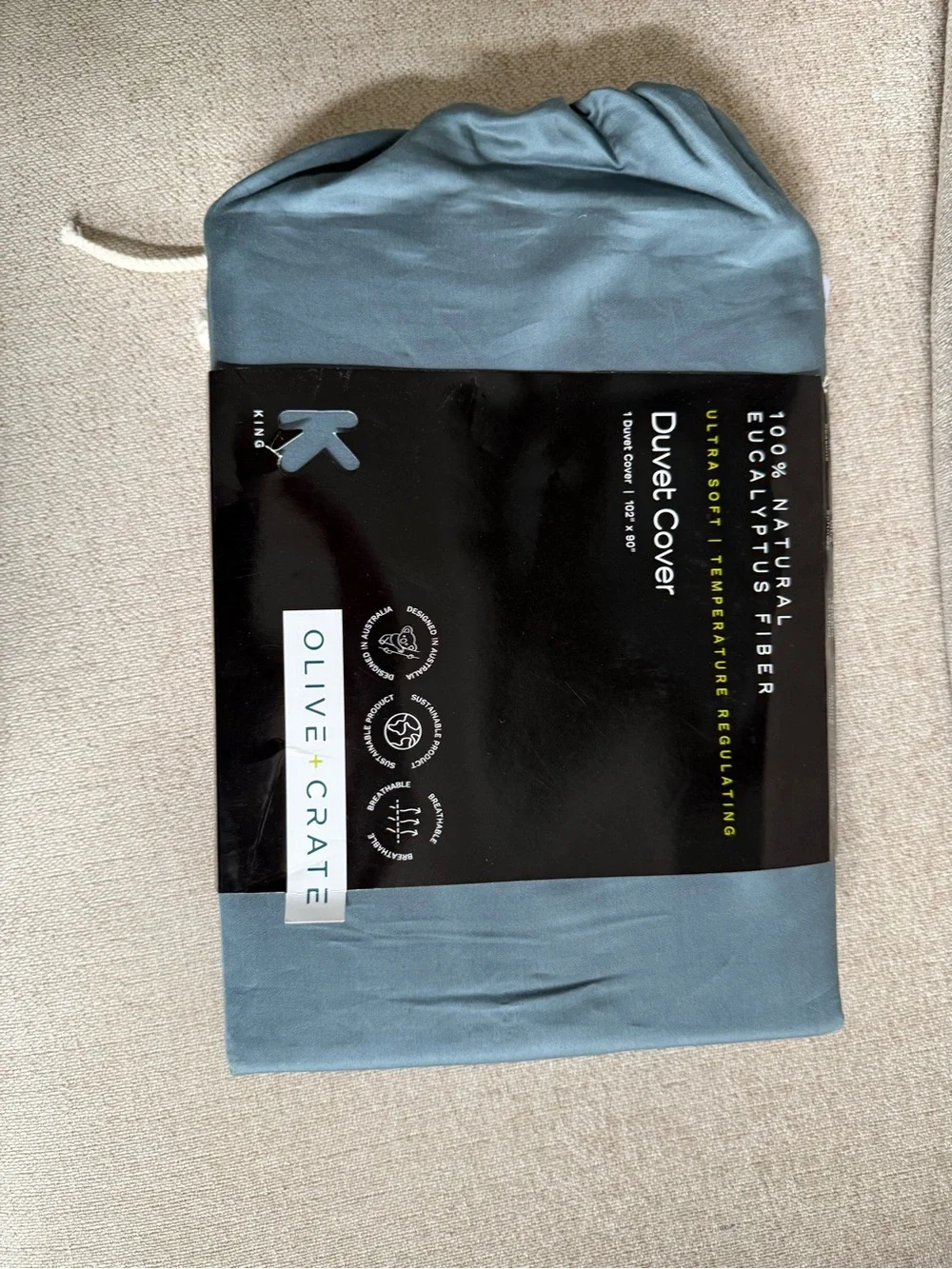 NWT Olive + Crate Tencel King Duvet Cover Hypoallergenic Cooling Eucalyptus